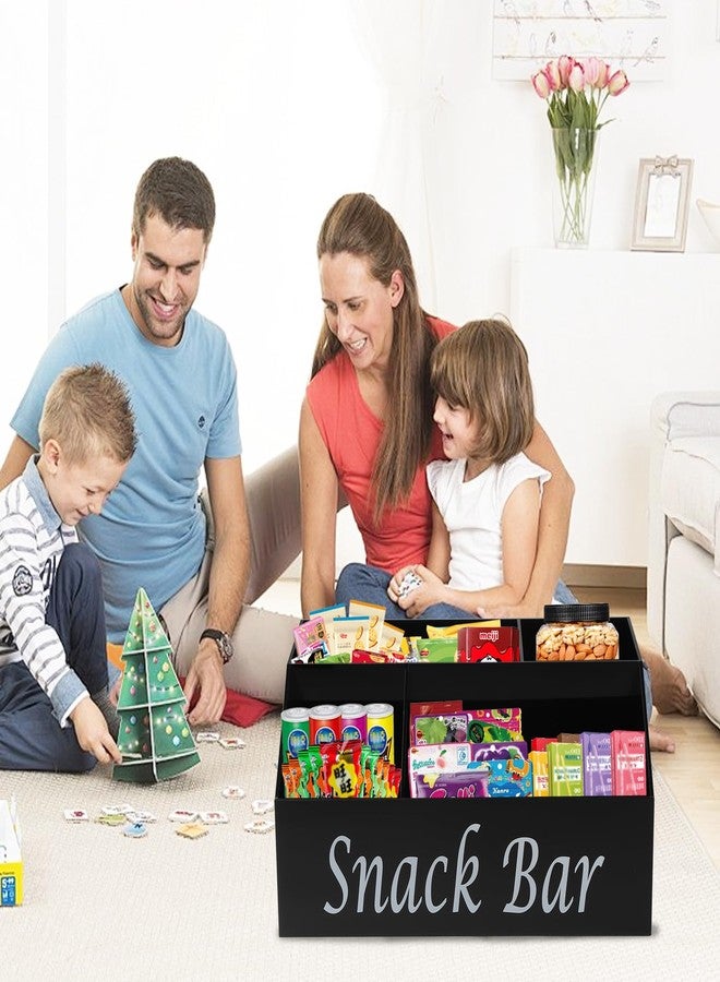 Xbopetda Snack Organizer for Countertop - Acrylic Storage Container With 4 Compartments for Kitchen Cabinet Pantry - Black Snack Bar Station - Image 3